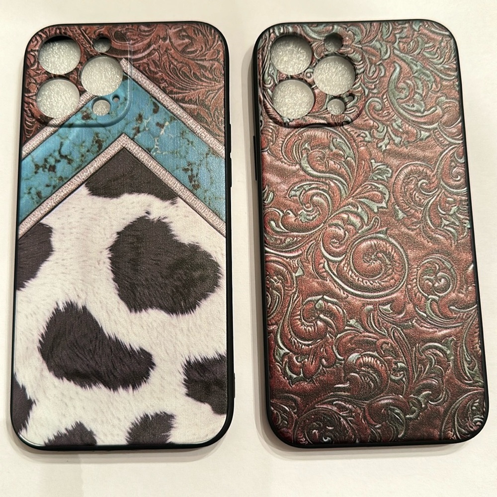 Two iPhone 13 Pro Max Compatible Phone Cases - Coarsa Beetea Western #5 and #8